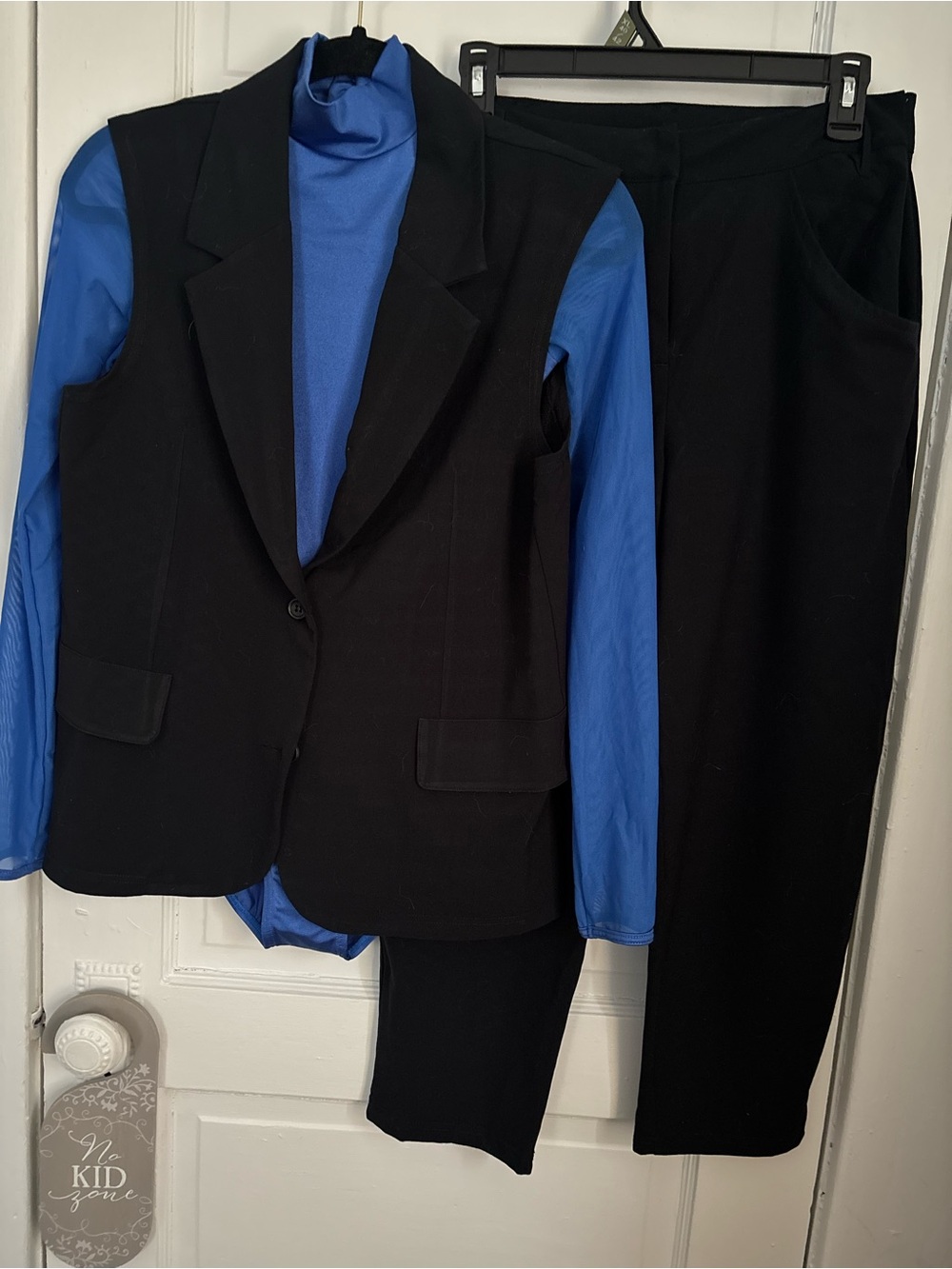 Weissman Black Blazer & Trousers with Blue Top Jazz costume